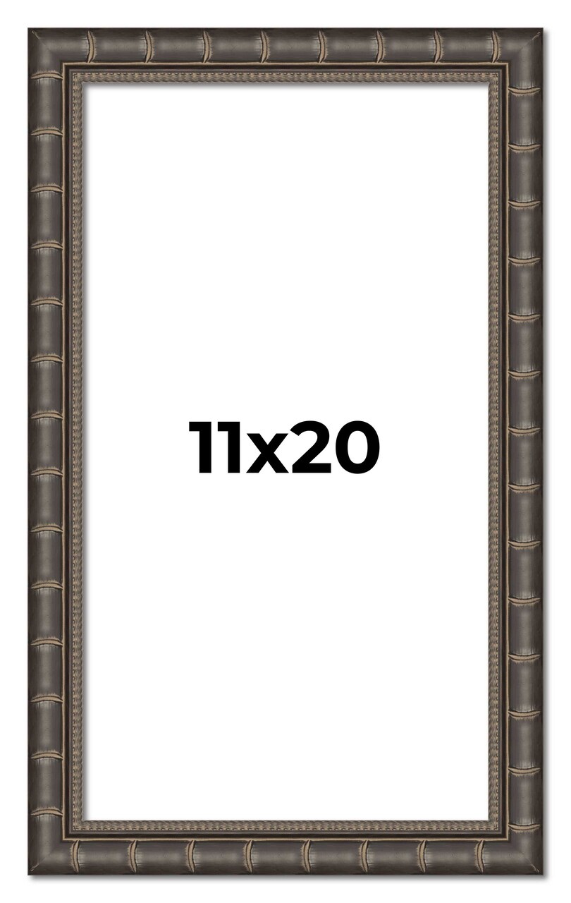 11x20 Modern Bamboo Picture Frame with UV-Resistant Acrylic & Acid Free Backing, Available in 5 Finishes - Gold, Silver, Brown, Black, and Natural